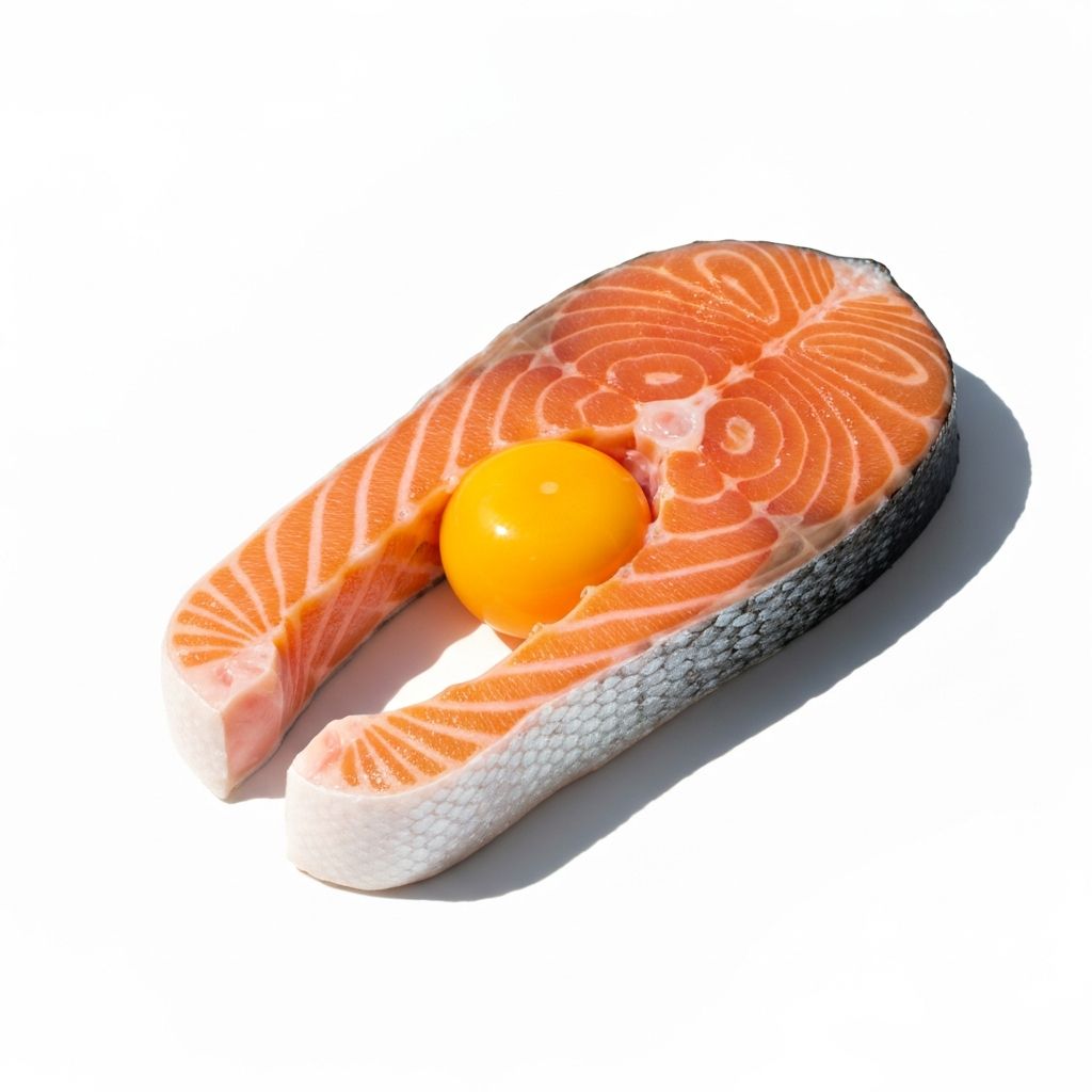 Lachsfilet und Eigelb